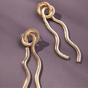 18k Gold Plated Snake loop chain earrings new
